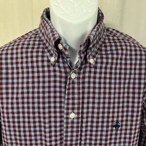 Brooks Brothers Men's blue & maroon checkered Madison long sleeve shirt Small S